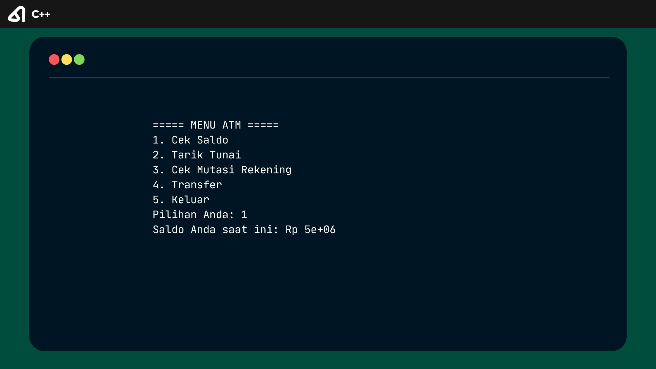 Contoh Program atm c++