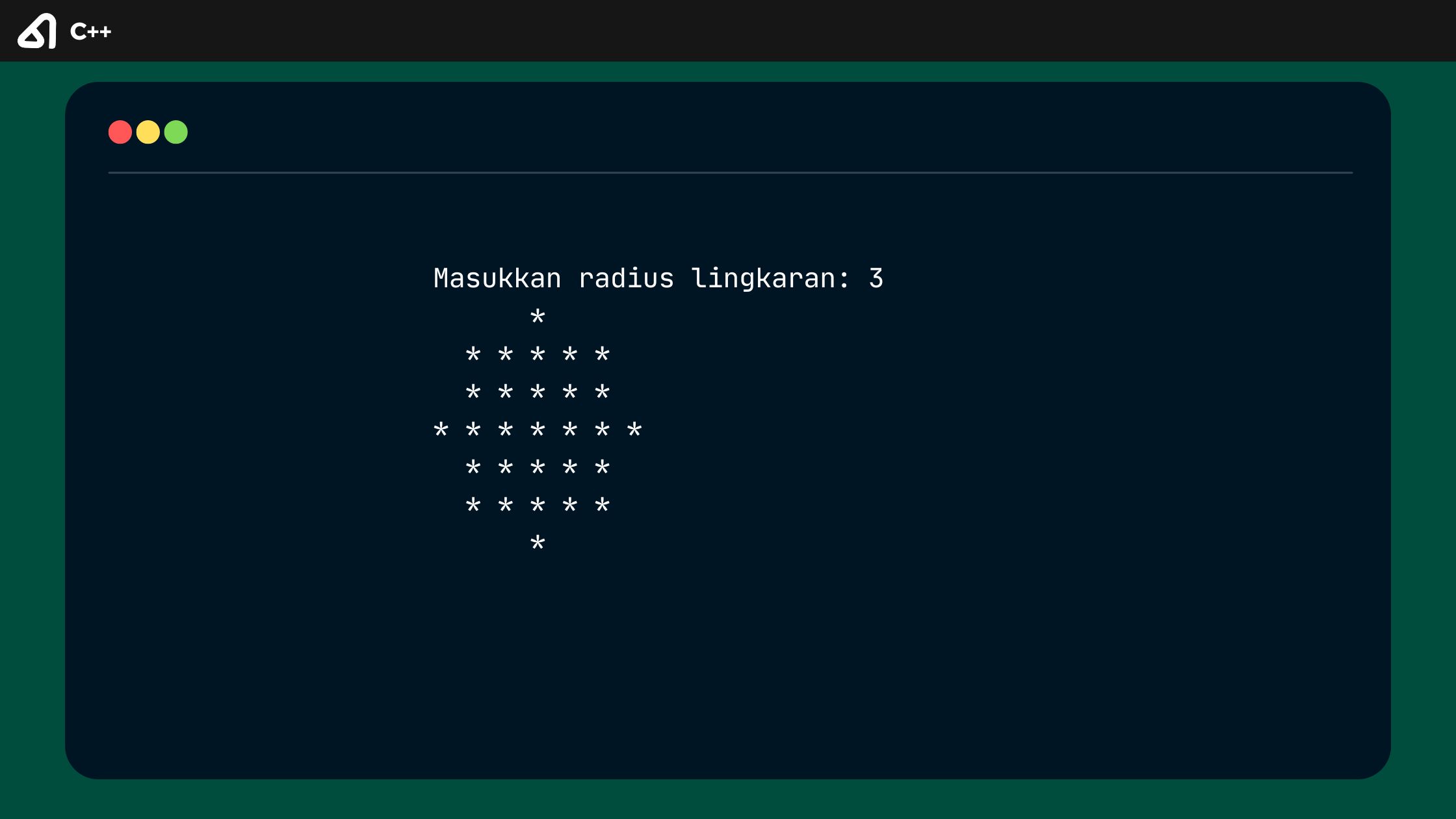 Program Pola Bintang Lingkaran dengan C++
